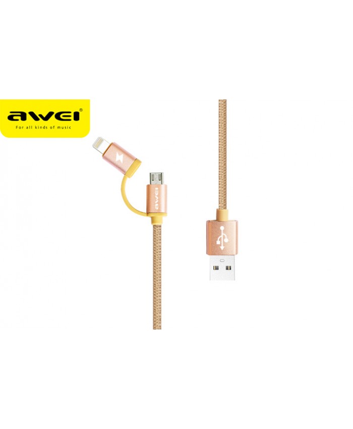 Awei CL - 930 2 in 1 1M 2.1A 8 Pin Micro USB Cable